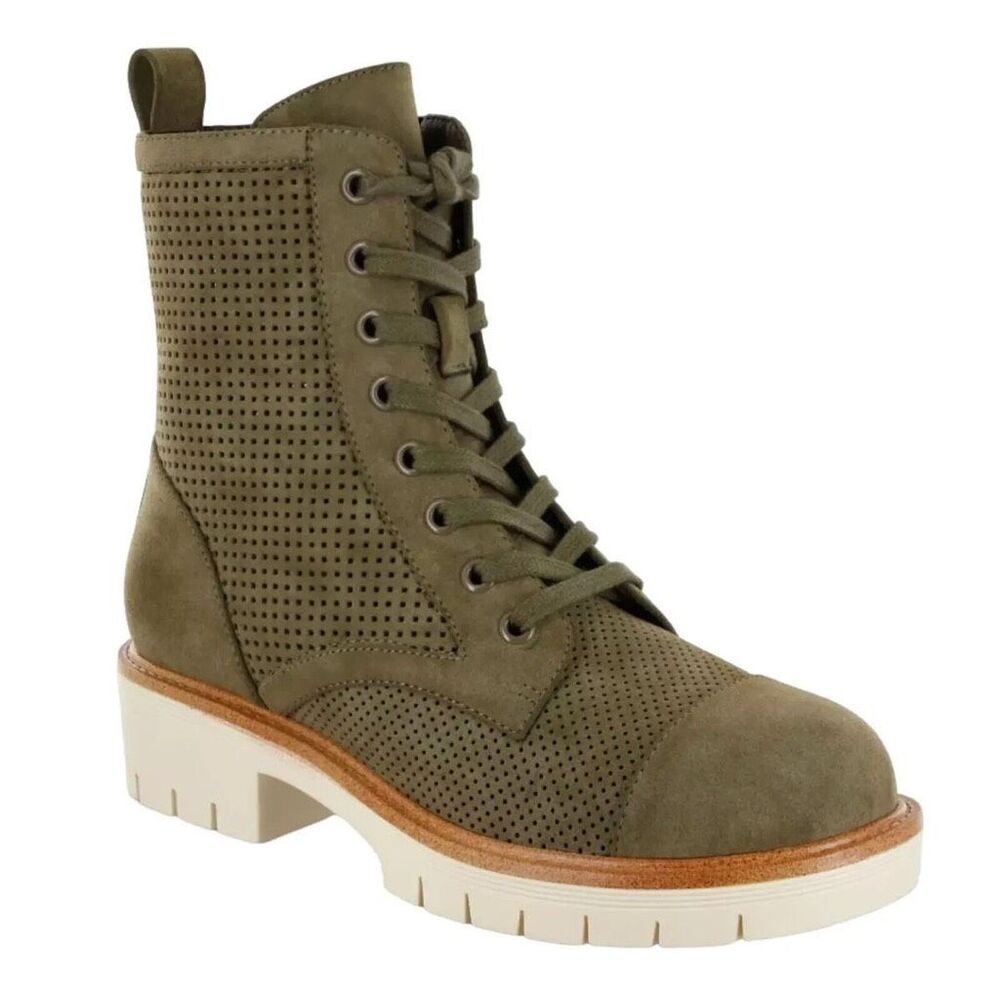 MIA Women’s Havenn Kashton Lace Up Combat Boots Olive Faux Suede Sz 6